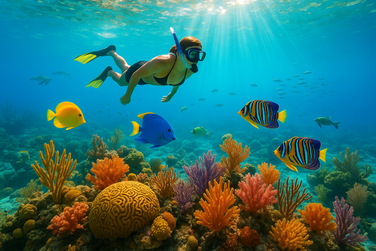 snorkeling in the caribbean sea 